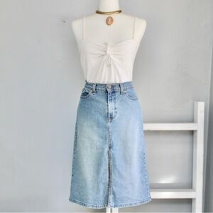 Old Navy Vintage Y2K Blue Denim Column Front Slit Midi Skirt Size 4 / Small